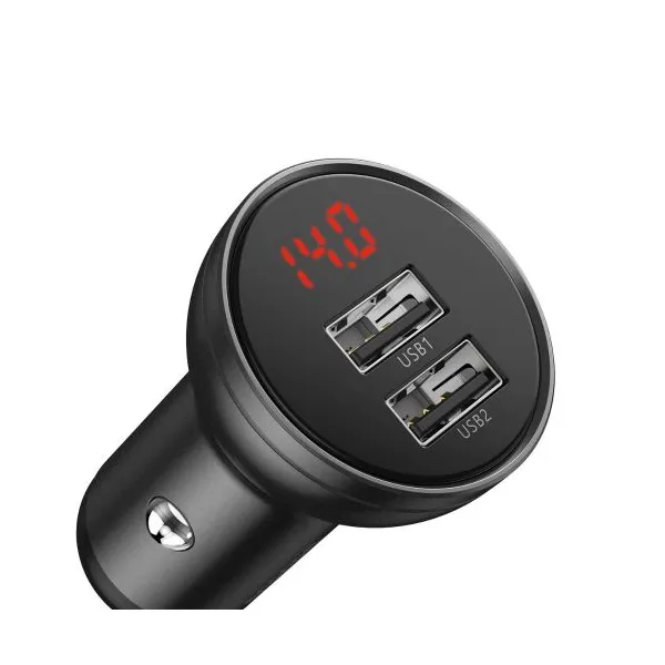 Baseus Adaptér 2xUSB 24W + Kábel 3in1 Micro USB/ Lightning /Type C 1,2 meter, Čierny