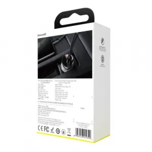 Baseus duálny USB adaptér do auta s displejom 4,8A 24W, sivý