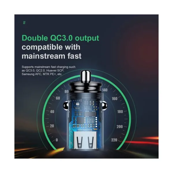 Baseus Circular 2xUSB QC3.0 5A 30W nabíjačka do auta (čierna) 017493
