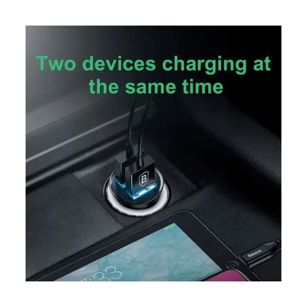 Baseus Circular 2xUSB QC3.0 5A 30W nabíjačka do auta (čierna) 017493