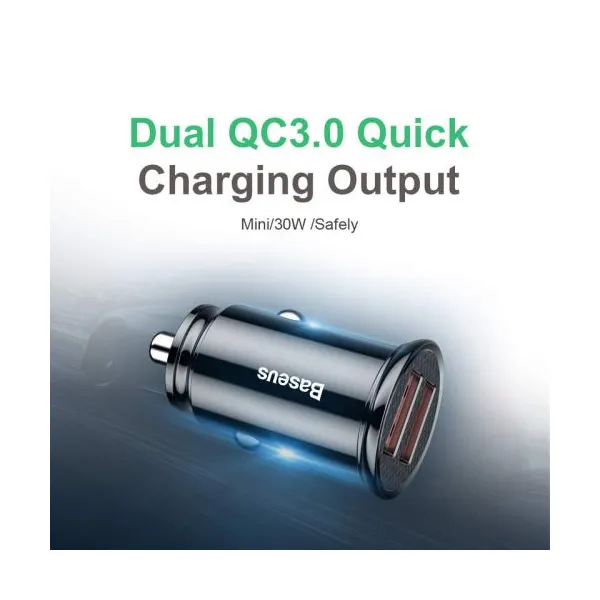 Baseus Circular 2xUSB QC3.0 5A 30W nabíjačka do auta (čierna) 017493