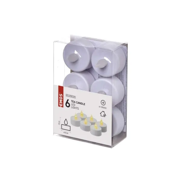 EMOS Lighting LED dekorácia – 6x čajová sviečka biela, 6x CR2032, vnútorná, vintage