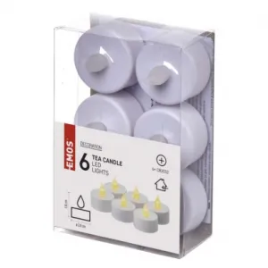 EMOS Lighting LED dekorácia – 6x čajová sviečka biela, 6x CR2032, vnútorná, vintage
