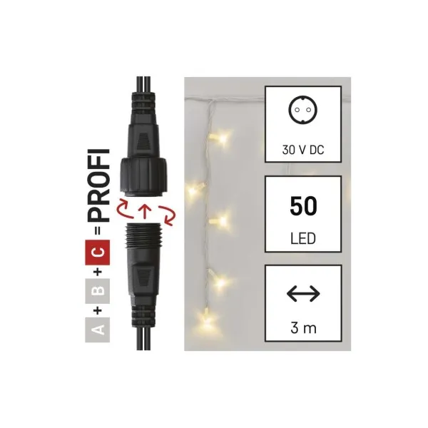 EMOS Lighting Profi LED spojovacia reťaz biela – cencúle, 3 m, vonkajšia, teplá biela