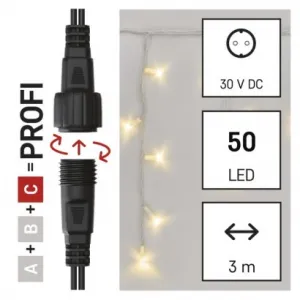 EMOS Lighting Profi LED spojovacia reťaz biela – cencúle, 3 m, vonkajšia, teplá biela