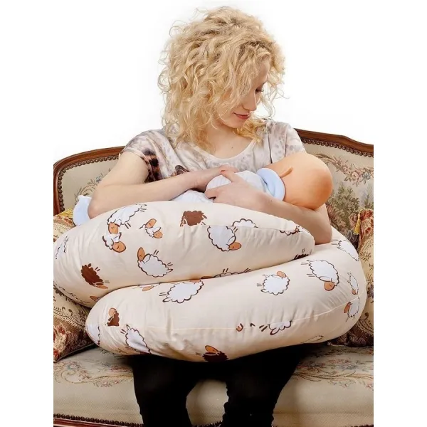 Univerzálny dojčiaci vankúš v tvare C New Baby Ovečky bežový