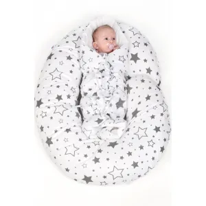 Obliečka na dojčiaci vankúš v tvare C New Baby Hviezdy sivé