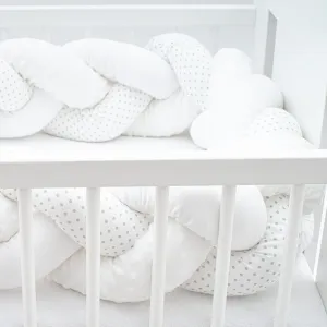 Ochranný mantinel do postieľky vrkoč New Baby Minka a Bodky sivý