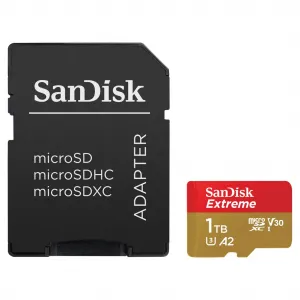 SanDisk Extreme microSDXC 1 TB + SD Adapter190 MB/s and 130 MB/s A2 C10 V30 UHS-I U3 85235110