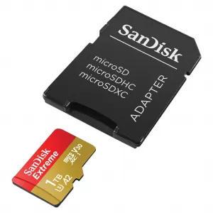 SanDisk Extreme microSDXC 1 TB + SD Adapter190 MB/s and 130 MB/s A2 C10 V30 UHS-I U3 85235110