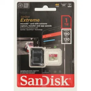 SanDisk Extreme microSDXC 1 TB + SD Adapter190 MB/s and 130 MB/s A2 C10 V30 UHS-I U3 85235110