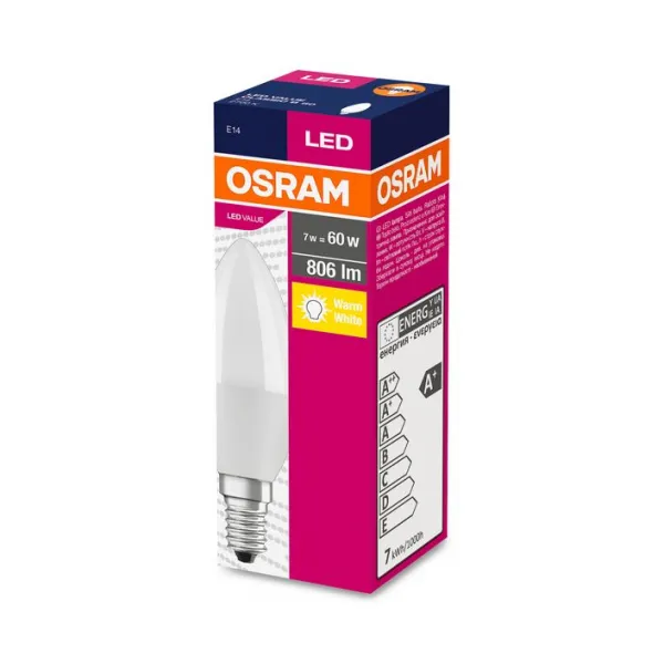 Žiarovka OSRAM® LED FR 060 (ean2915) non-dim, 7W/827 E14 2700K Value CLASSIC B