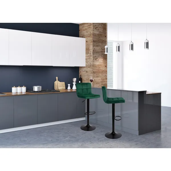 Arako Black dark green Velvet bar hocker