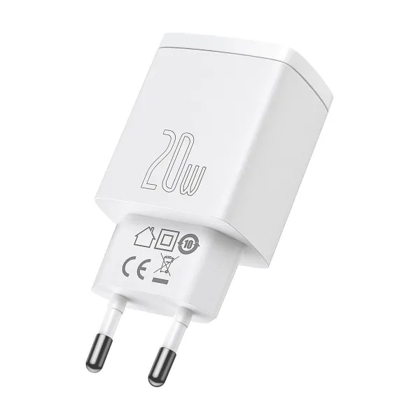 Kompaktná rýchlonabíjačka Baseus USB+ USB-C 20 W - biela