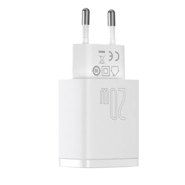 Kompaktná rýchlonabíjačka Baseus USB+ USB-C 20 W - biela