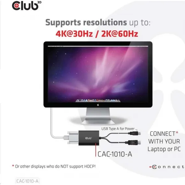 Club 3D Club3D Adaptér aktivní DisplayPort na Dual Link DVI-D, USB napájení, 60cm, HDCP off, pro Apple Cinema displeje