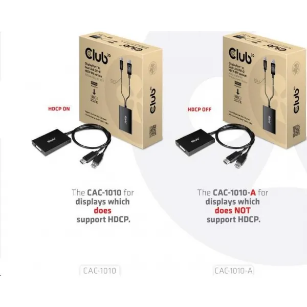Club 3D Club3D Adaptér aktivní DisplayPort na Dual Link DVI-D, USB napájení, 60cm, HDCP off, pro Apple Cinema displeje