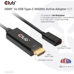 Club3D Aktívny adaptér HDMI na USB-C, 4K60Hz, M/F