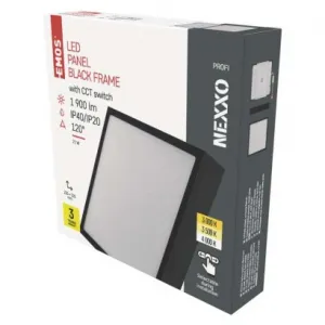 EMOS Lighting LED prisadené svietidlo, štvorec, čierne, 21W, CCT