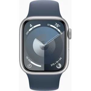 Apple Watch Series 9 GPS + Cellular 41mm Silver Aluminium Case with Storm Blue Sport... MRHV3QC/A
