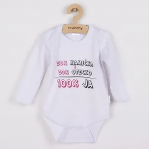 Body s potlačou New Baby 50% MAMIČKA + 50% OTECKO - 100% JA ružové - darčekové balenie 86 (12-18m)