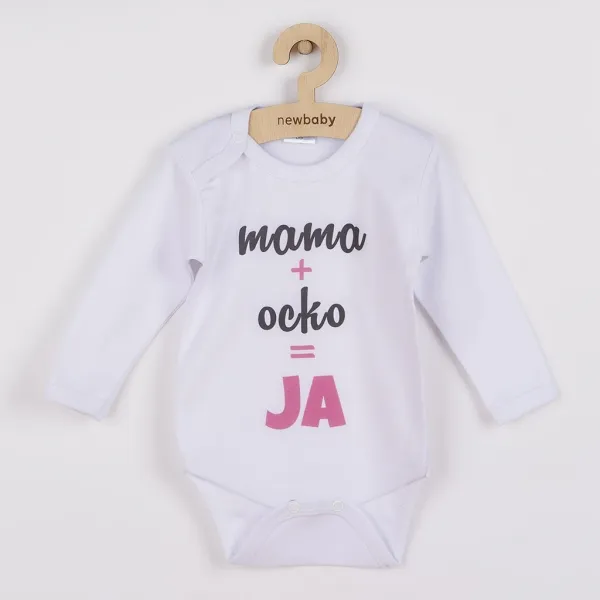 Body s potlačou New Baby mama plus ocko rovná sa JA - darčekové balenie 86 (12-18m)