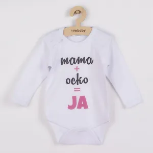 Body s potlačou New Baby mama plus ocko rovná sa JA - darčekové balenie 86 (12-18m)