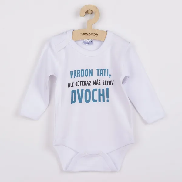 Body s potlačou New Baby Pardon tati,... máš šéfov dvoch! - darčekové balenie 56 (0-3m)