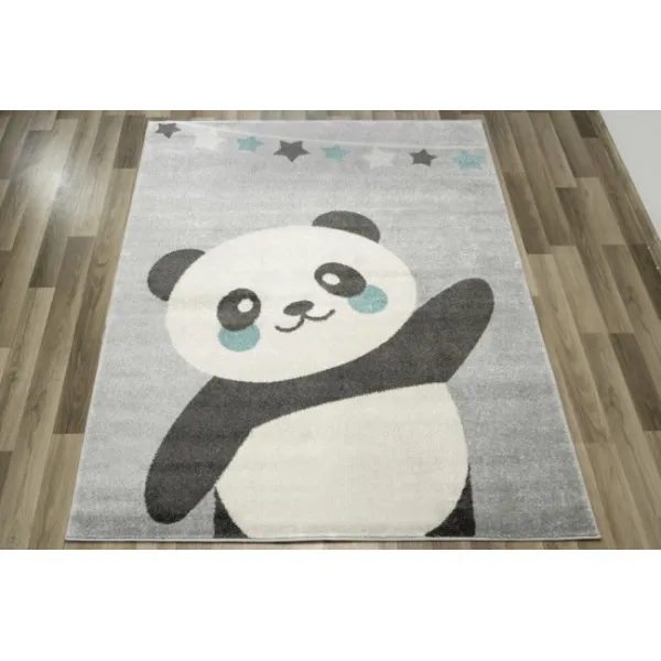 Detský koberec Emily Kids 5864A Panda sivý / tyrkysový