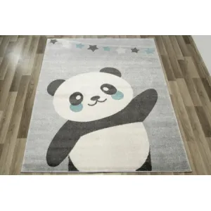 Detský koberec Emily Kids 5864A Panda sivý / tyrkysový