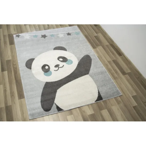 Detský koberec Emily Kids 5864A Panda sivý / tyrkysový