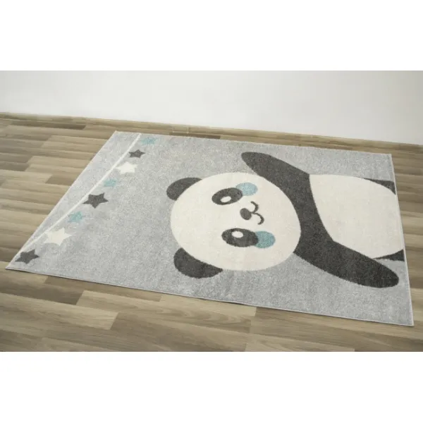 Detský koberec Emily Kids 5864A Panda sivý / tyrkysový