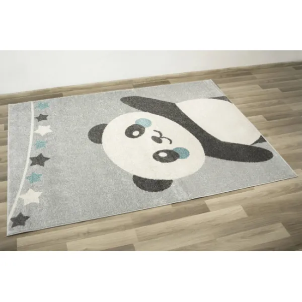 Detský koberec Emily Kids 5864A Panda sivý / tyrkysový