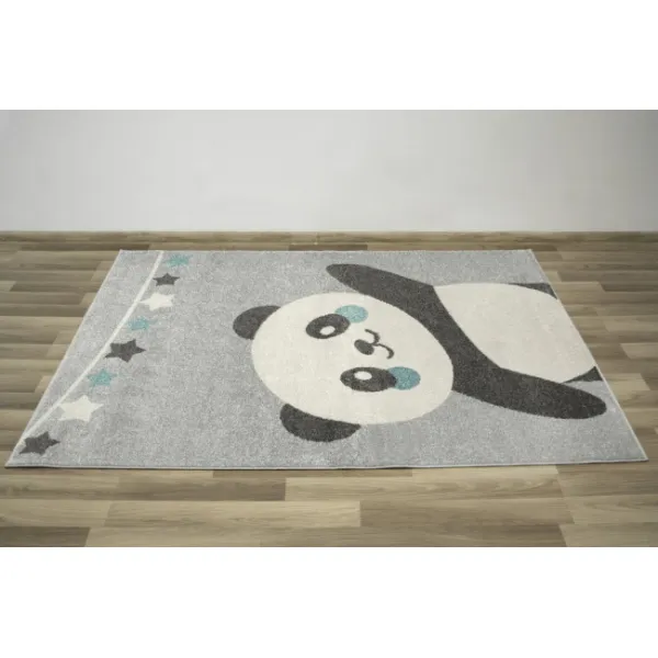 Detský koberec Emily Kids 5864A Panda sivý / tyrkysový