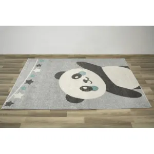 Detský koberec Emily Kids 5864A Panda sivý / tyrkysový