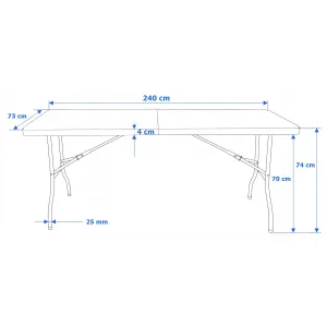 JAKS Skladací stôl 240 cm čierny