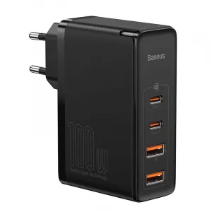 Baseus GaN2 Pro nástenná nabíjačka, 2x USB + 2x USB-C, 100W, EU (čierna) 026519