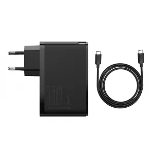Baseus GaN2 Pro nástenná nabíjačka, 2x USB + 2x USB-C, 100W, EU (čierna) 026519