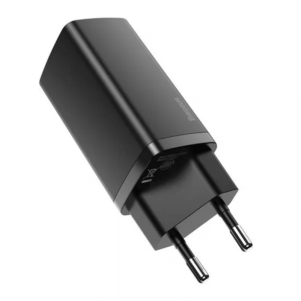Baseus GaN2 Lite nástenná nabíjačka, USB + USB-C, 65 W, EÚ (čierna) 026517