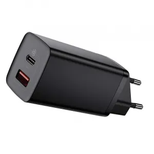 Baseus GaN2 Lite nástenná nabíjačka, USB + USB-C, 65 W, EÚ (čierna) 026517