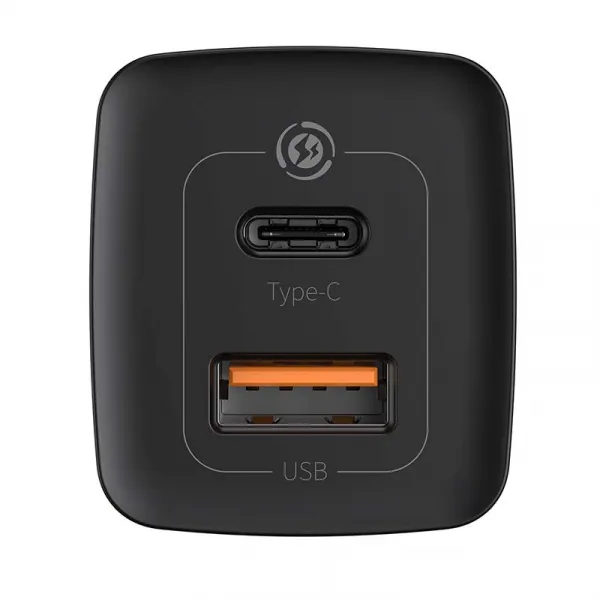 Baseus GaN2 Lite nástenná nabíjačka, USB + USB-C, 65 W, EÚ (čierna) 026517