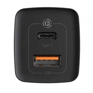 Baseus GaN2 Lite nástenná nabíjačka, USB + USB-C, 65 W, EÚ (čierna) 026517