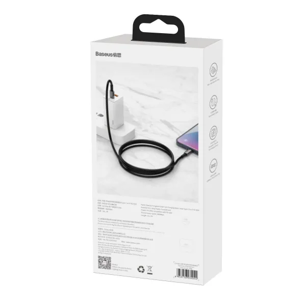 Baseus Tungsten Gold kábel USB-C na USB-C, 100 W, 2 m (čierny) 024651