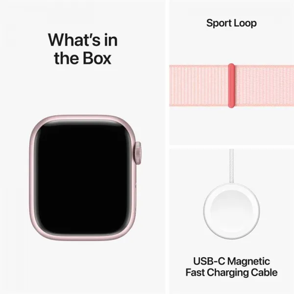 Apple Watch Series 9 GPS 41mm Pink Aluminium Case with Light Pink Sport Loop MR953QC/A