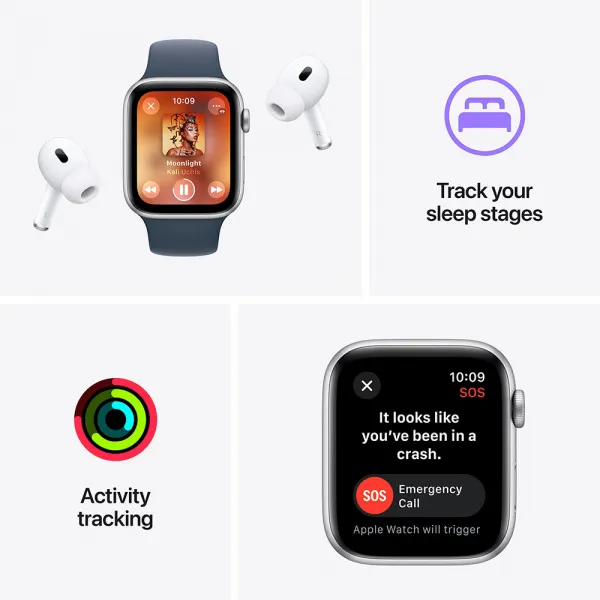 Apple Watch SE GPS + Cellular 40mm Midnight Aluminium Case with Midnight Sport Band - S/M MRG73QC/A