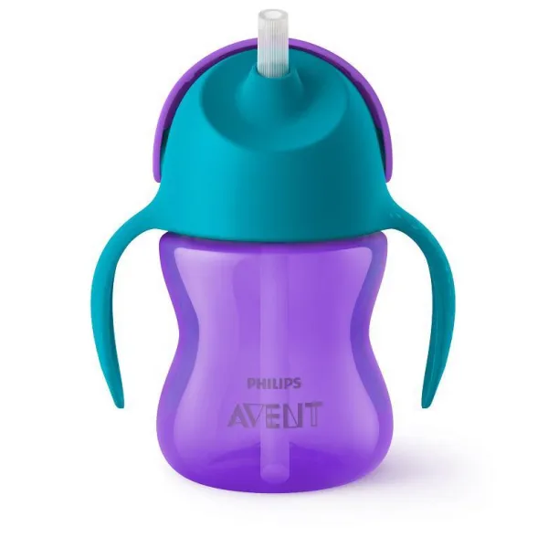 Hrnček so slamkou Philips Avent fialový 200 ml SCF78202