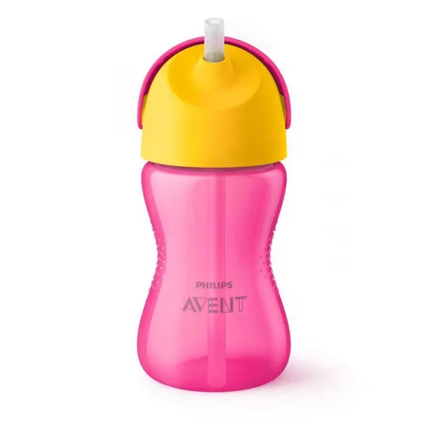 Hrnček so slamkou Philips Avent 300 ml ružový