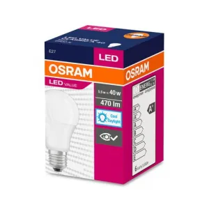 Žiarovka OSRAM® LED FR 040 (ean1011) non-dim, 5W/865 E27 6500K Value CLASSIC A