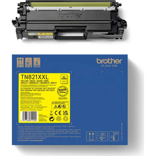 BROTHER TN-821-XXL (TN821XXLY), originálny toner, žltý, 12000 strán