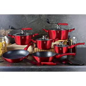 Hrniec Berlingerhaus BH-1258 Burgundy Metallic Line s mramorovým povrchom a pokrievkou 28 cm